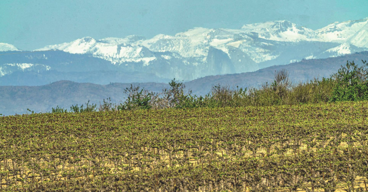 Photograph of the Sierra Mountains where, if your eyesight is good, you can see Half Dome in Yosemite National Park. Photo: Flip Hassett