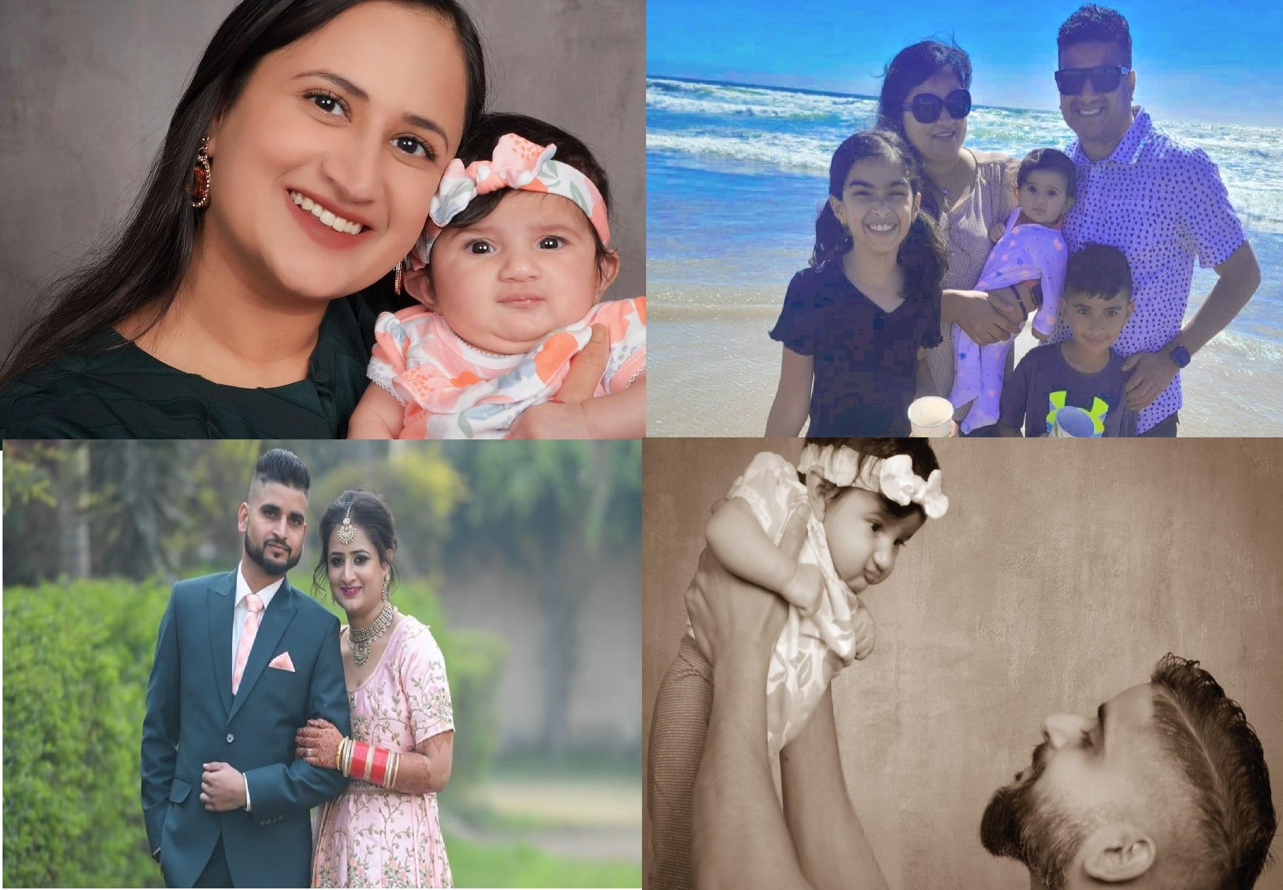 Some of the images of the families impacted by the brutal deaths of Aroohi Dheri, her parents, and uncle. Photos: Go Fund Me