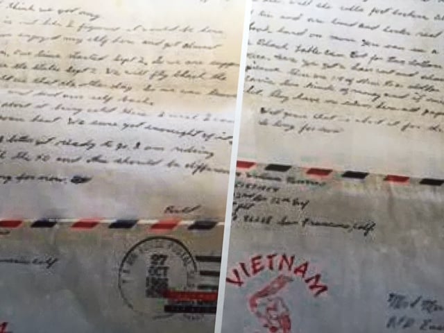  Letters arrived to my Aunt Betty at a rate of about two a month during the time Bill was in Vietnam.  From the Newvine Family Collection. 