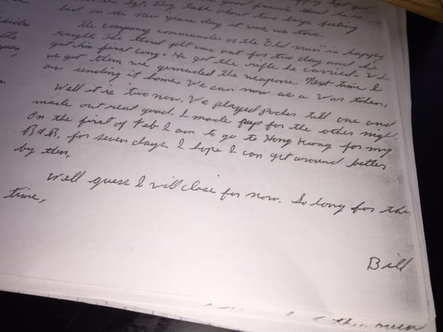   Bill closed all his letters to my aunt Betty in the same way:  So long for this time, Bill.  From the Newvine Family Collection. 