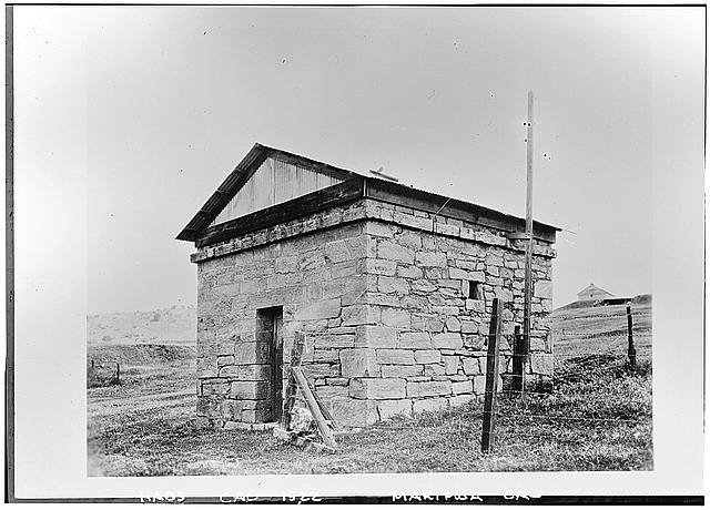  The Hornitos jail in a black and white photo from the Library of Congress website. 