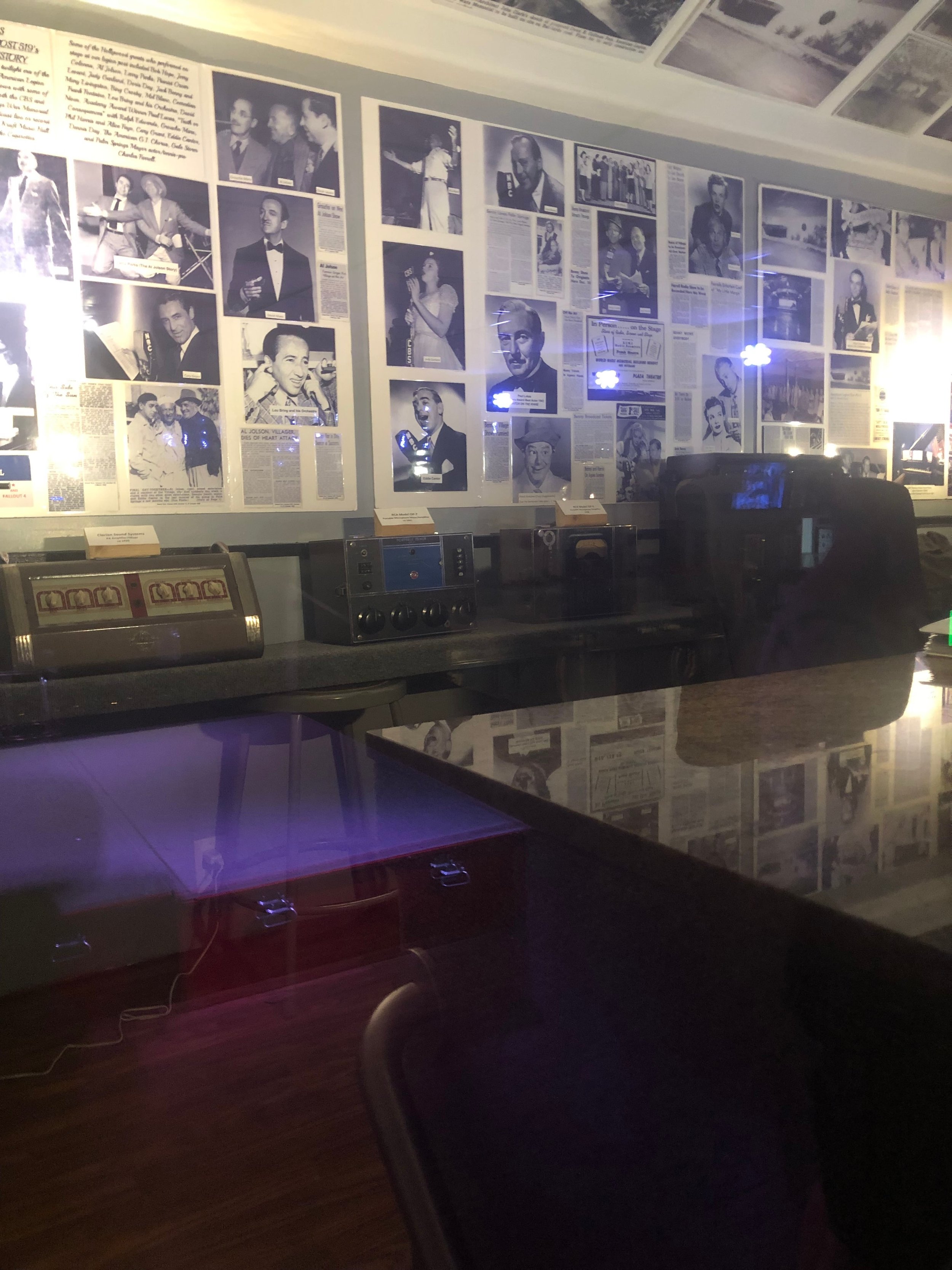 Jack Benny took his radio program to military sites throughout WW II. The American Legion Hall in Palm Springs was one of those locations and has a display from that era. Photo: Matt and Claudia Ottinger